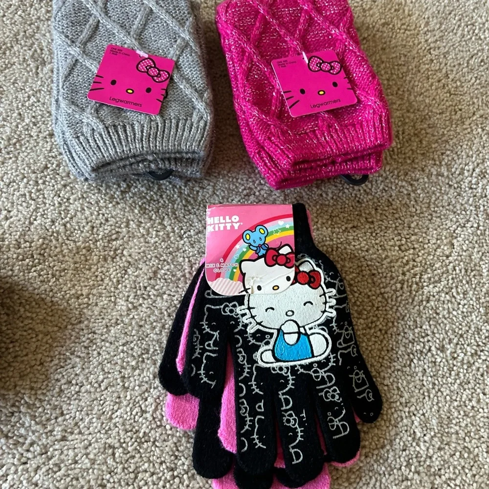 Hello Kitty Mittens Set - Pink, Gray, and Black
